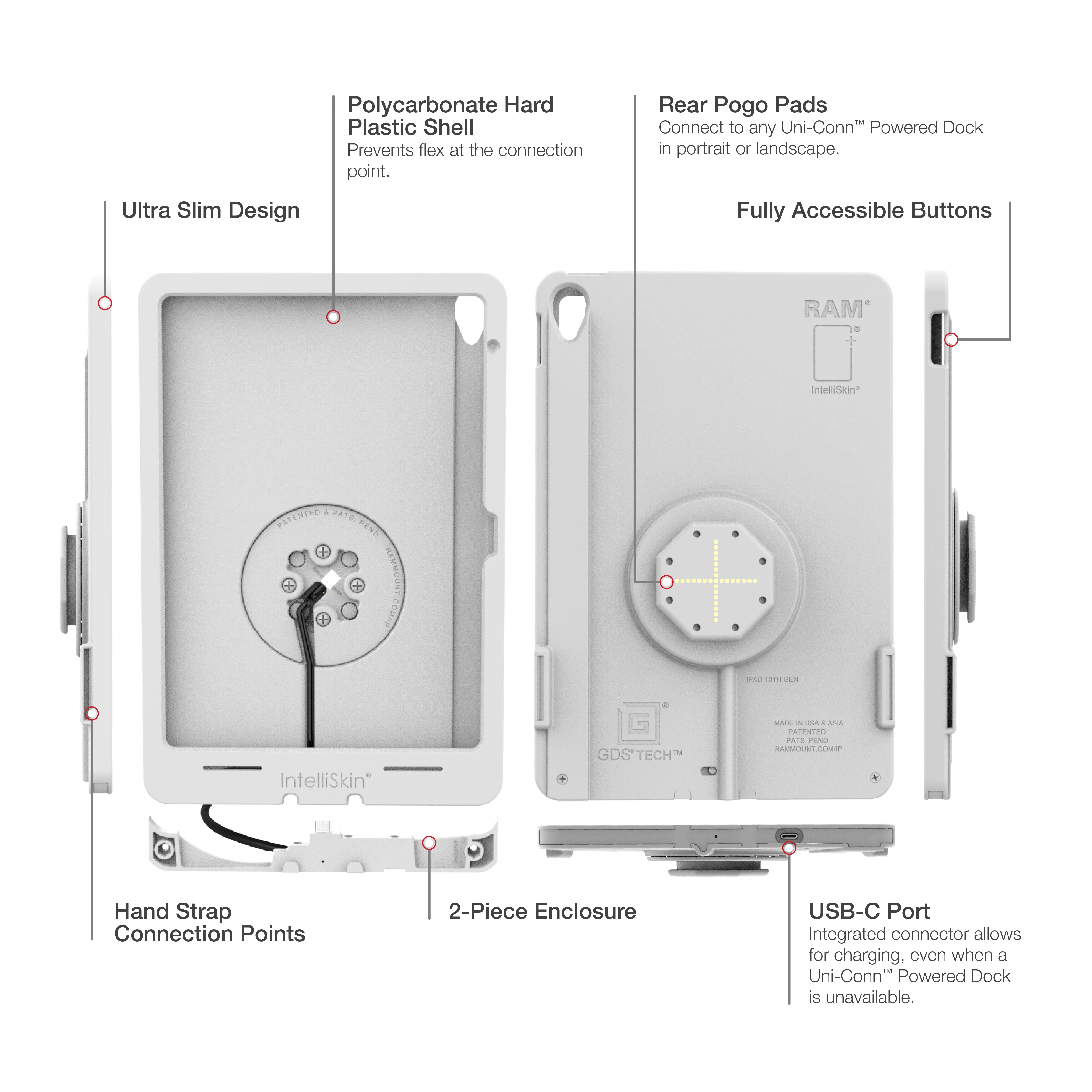 IntelliSkin® Thin-Case™ for iPad 10th & 11th Gen (Rear Pogo Pads) - Gray - Image 5