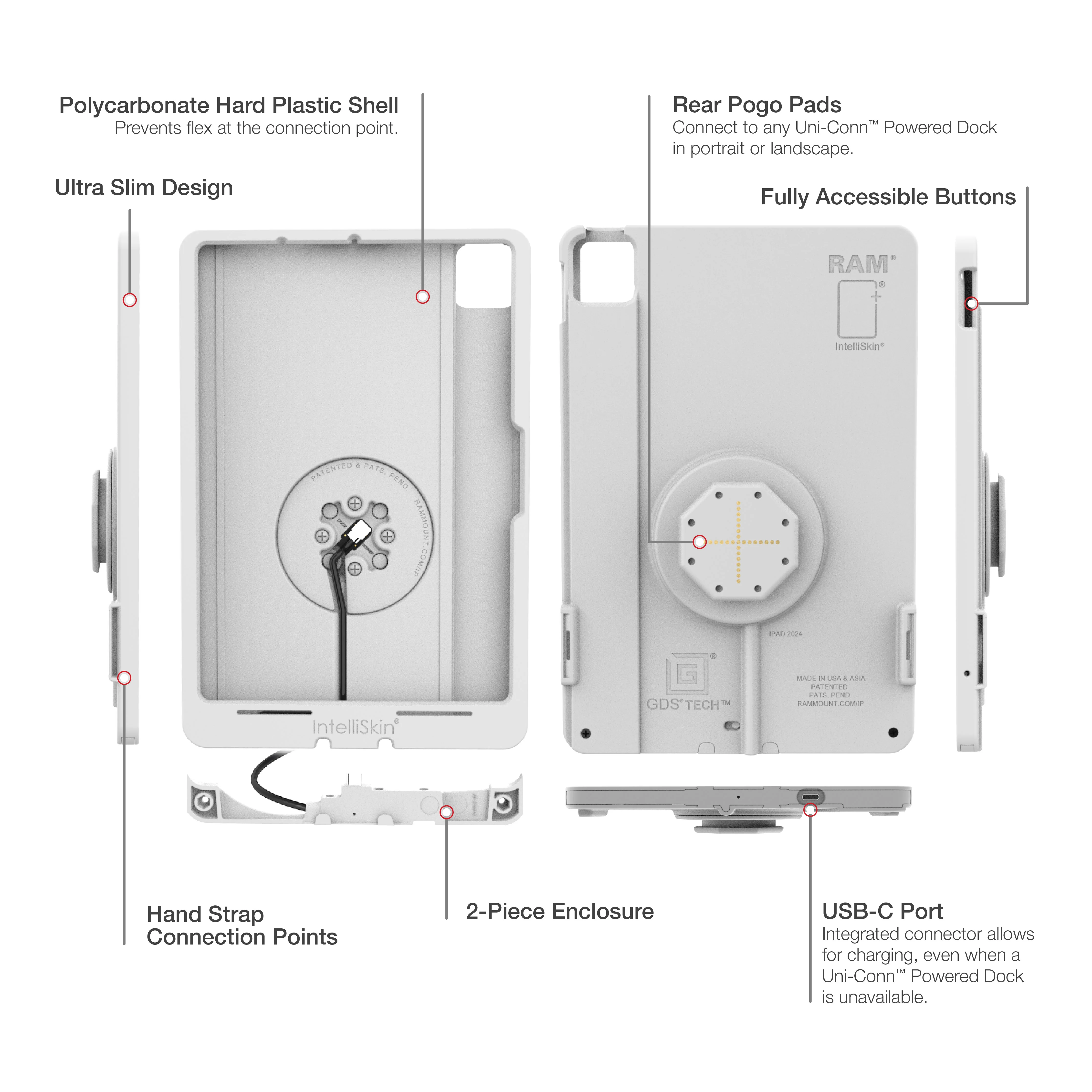 IntelliSkin® Thin-Case™ for iPad Pro 11 (M4 & M5) (Rear Pogo Pads) Gray - Image 5