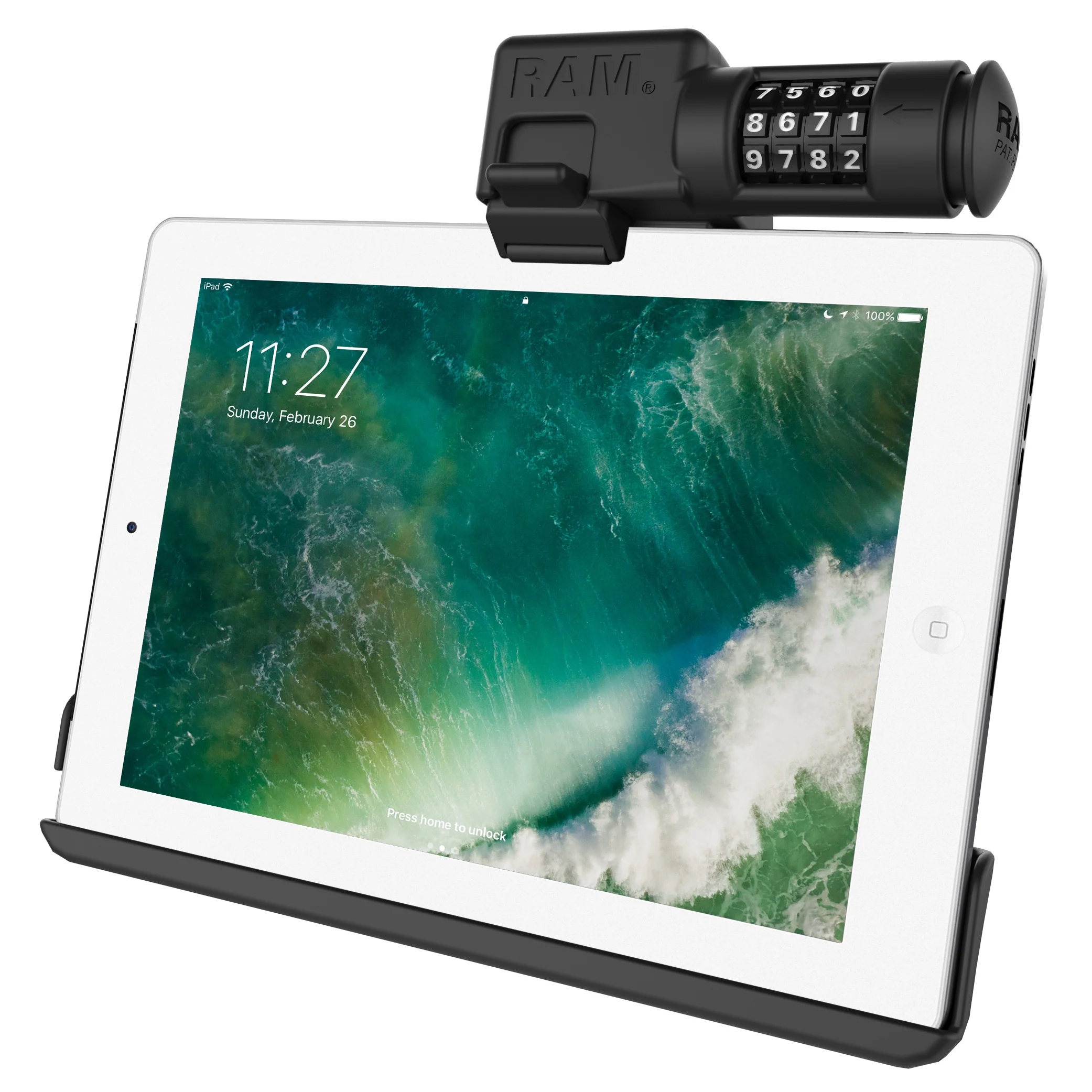 RAM® EZ-Roll'r⢠Combo Locking Holder for iPad 6th Gen, Air 2 + More