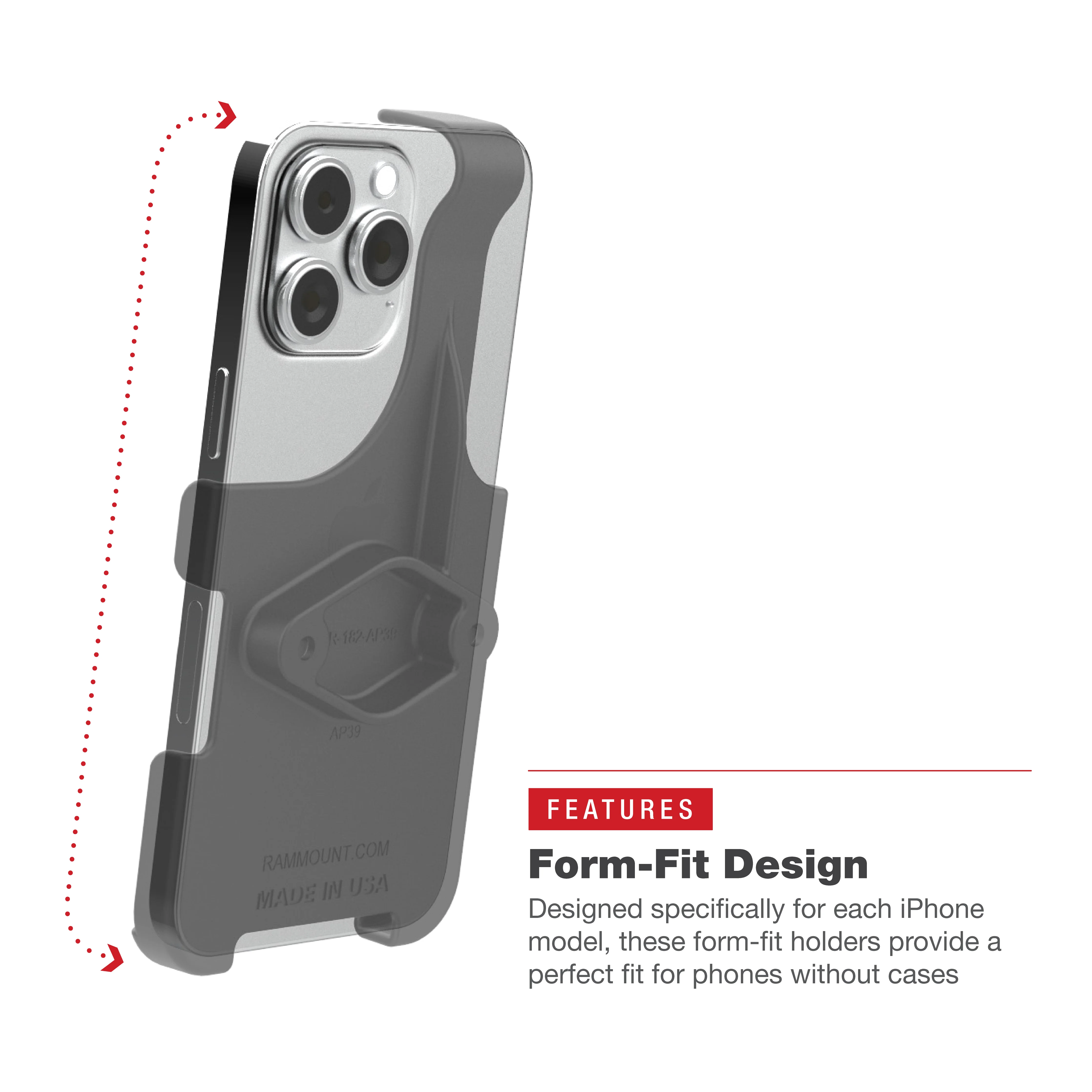 RAMĀ® Holder for iPhone 14 Plus/Pro Max, 15 Plus & 16 Plus with Ball - Image 6
