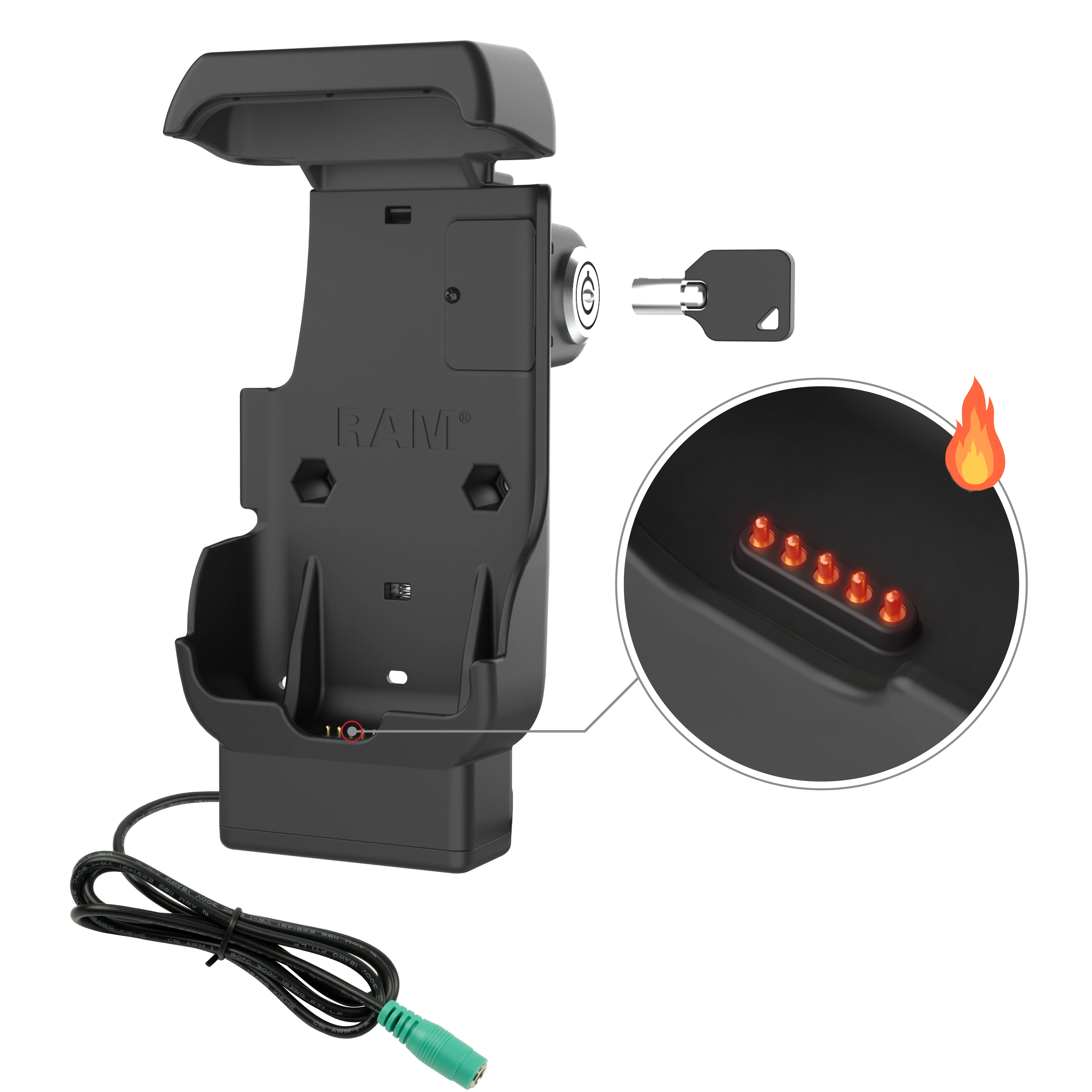 RAMĀ® Locking Powered Dock for Honeywell CT40/45/47 - Heated Pins - Image 2