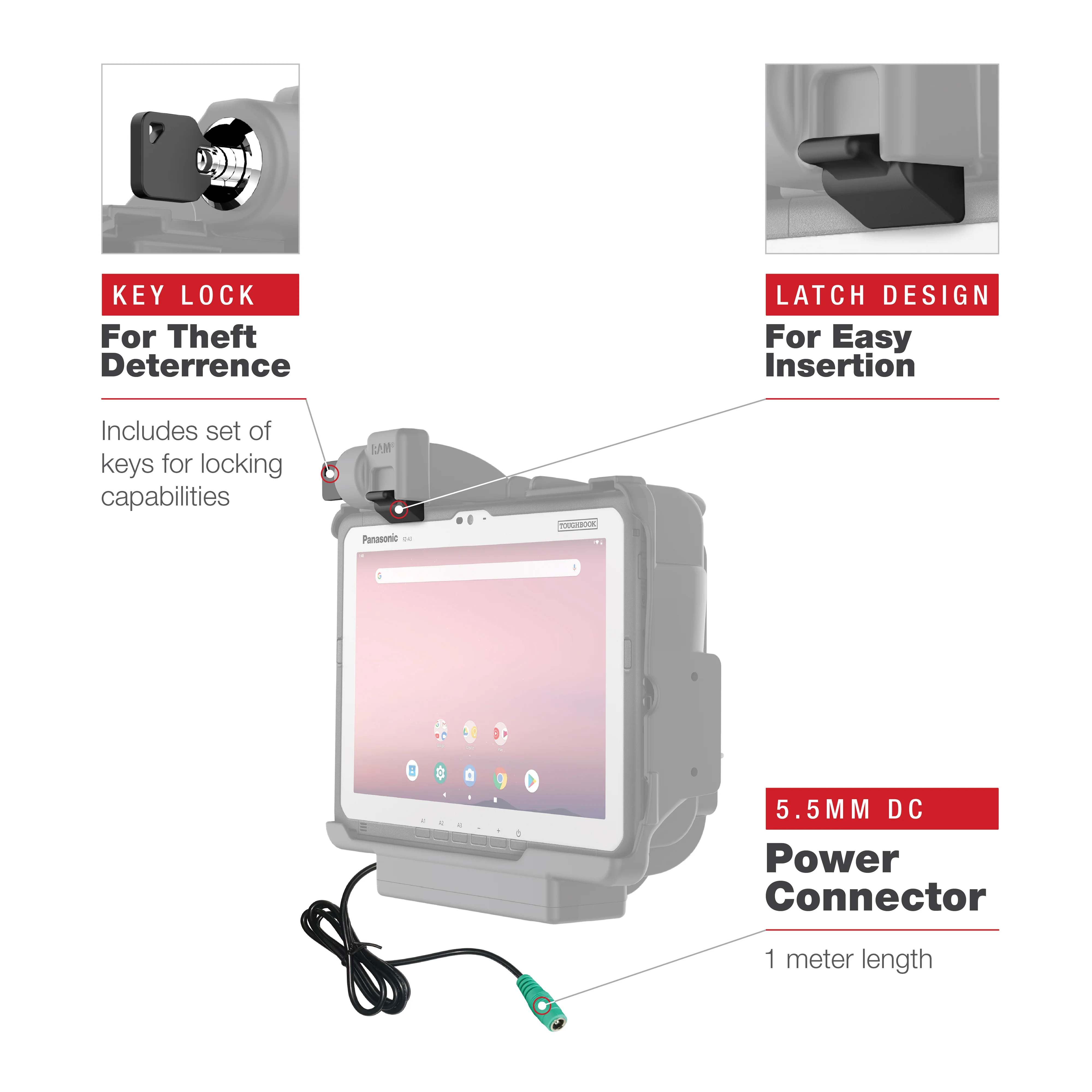 RAMĀ® Locking Powered Dock for Panasonic FZ-A3 - Image 8