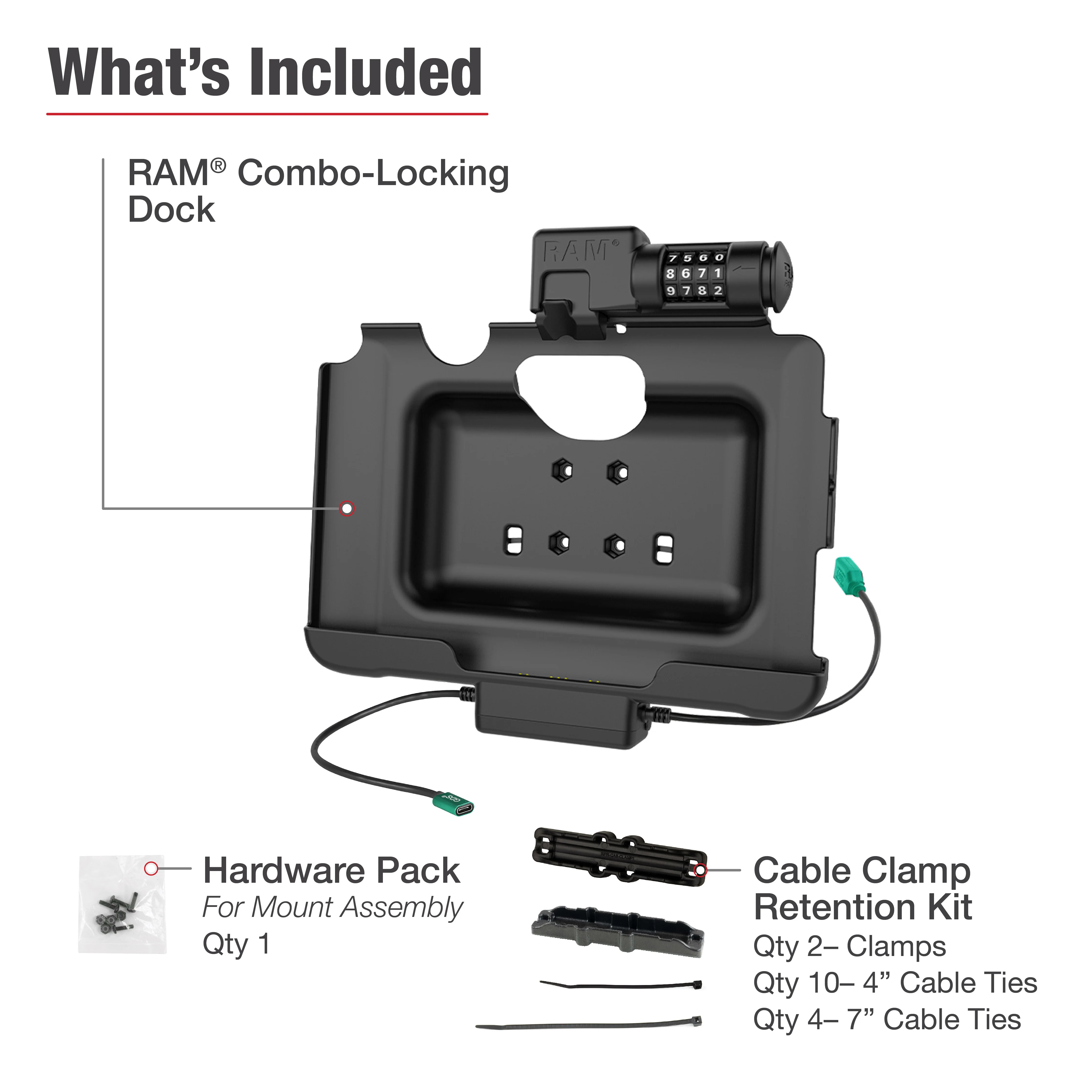 RAMĀ® Combo-Locking Power + Data Dock for Tab Active5 Pro & 4 Pro - Image 6