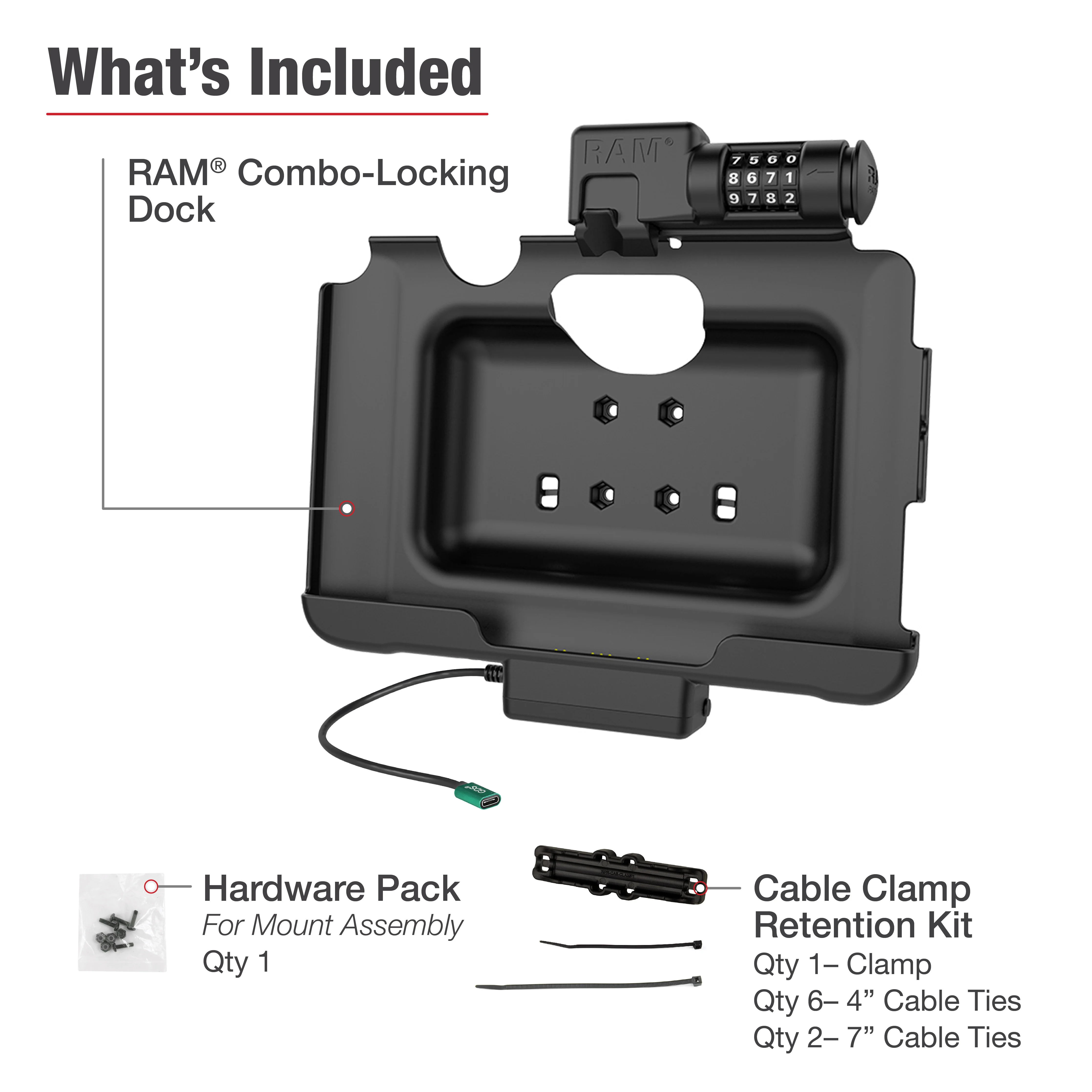 RAM® Combo-Locking USB-C Dock for Tab Active5 Pro & 4 Pro - Image 6