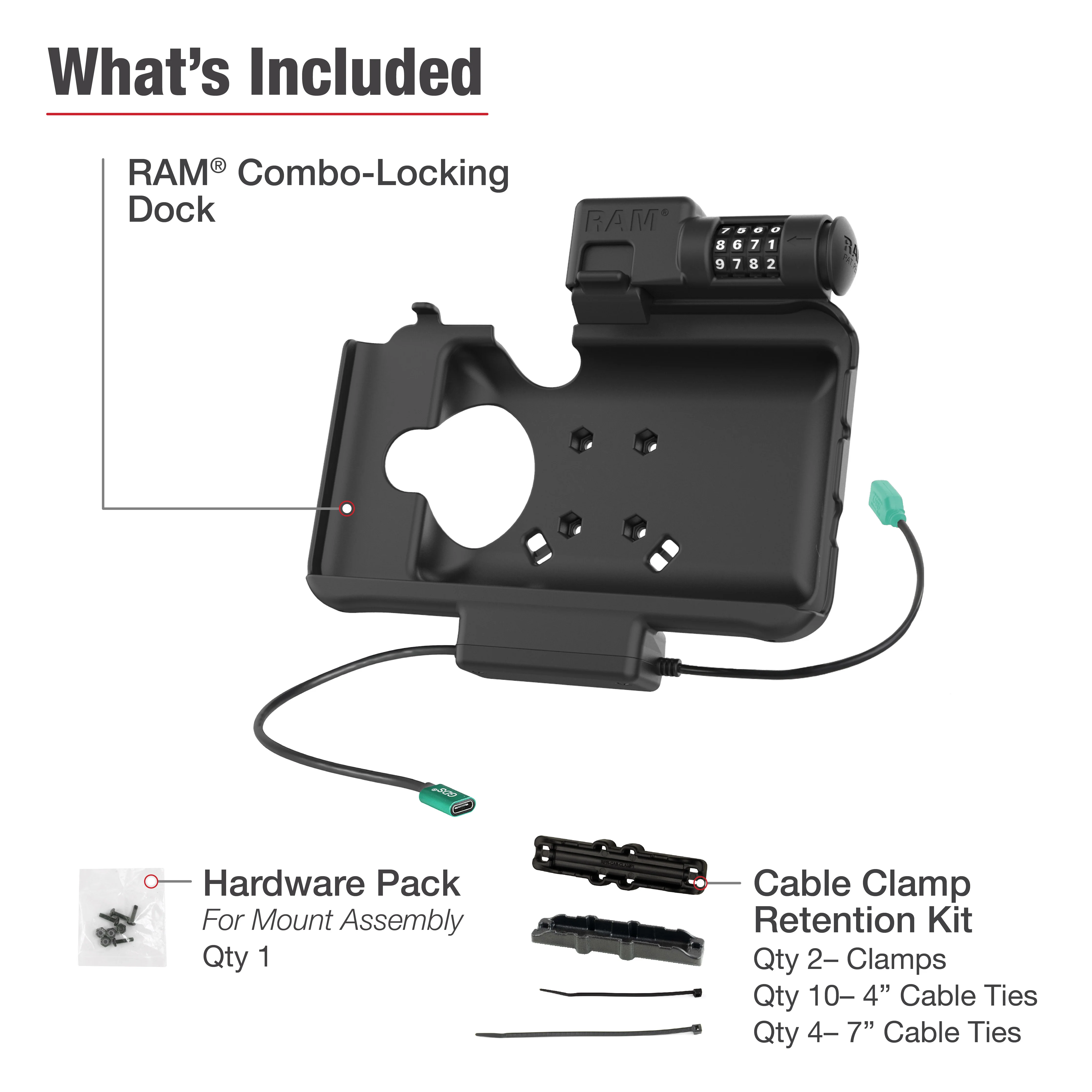 RAMĀ® Combo Locking Power + Data Dock for Samsung Tab Active5 & 3 - Image 5