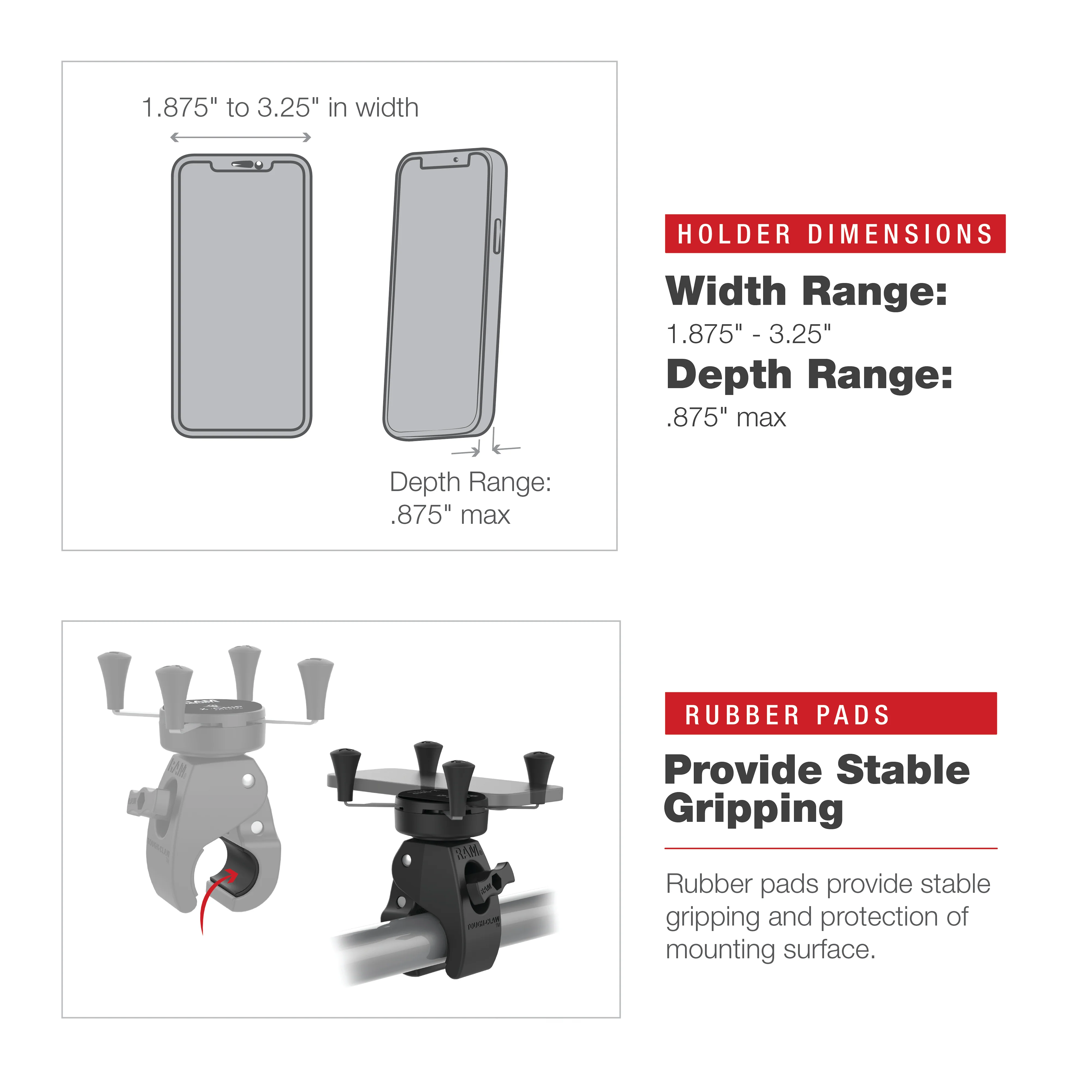 RAM® X-Grip® Phone Mount with Low-Profile Medium Tough-Claw™ - Image 6