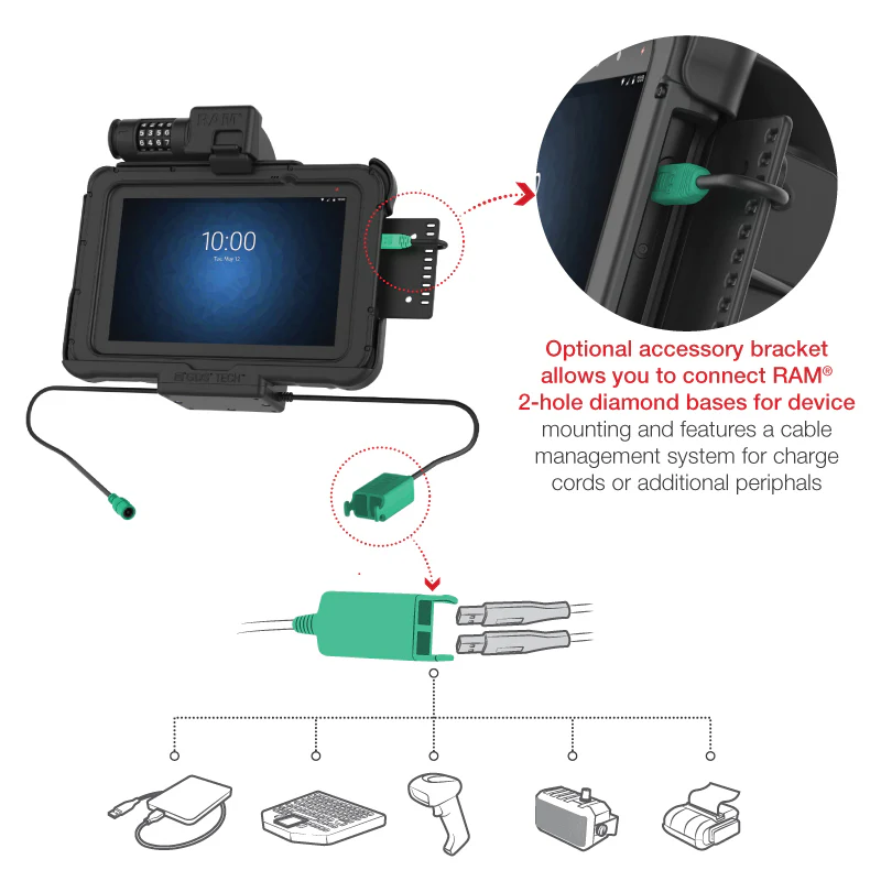GDS® Combo Locking Power + Dual USB Dock for Zebra ET5x 8.3" & 8.4" - Image 5