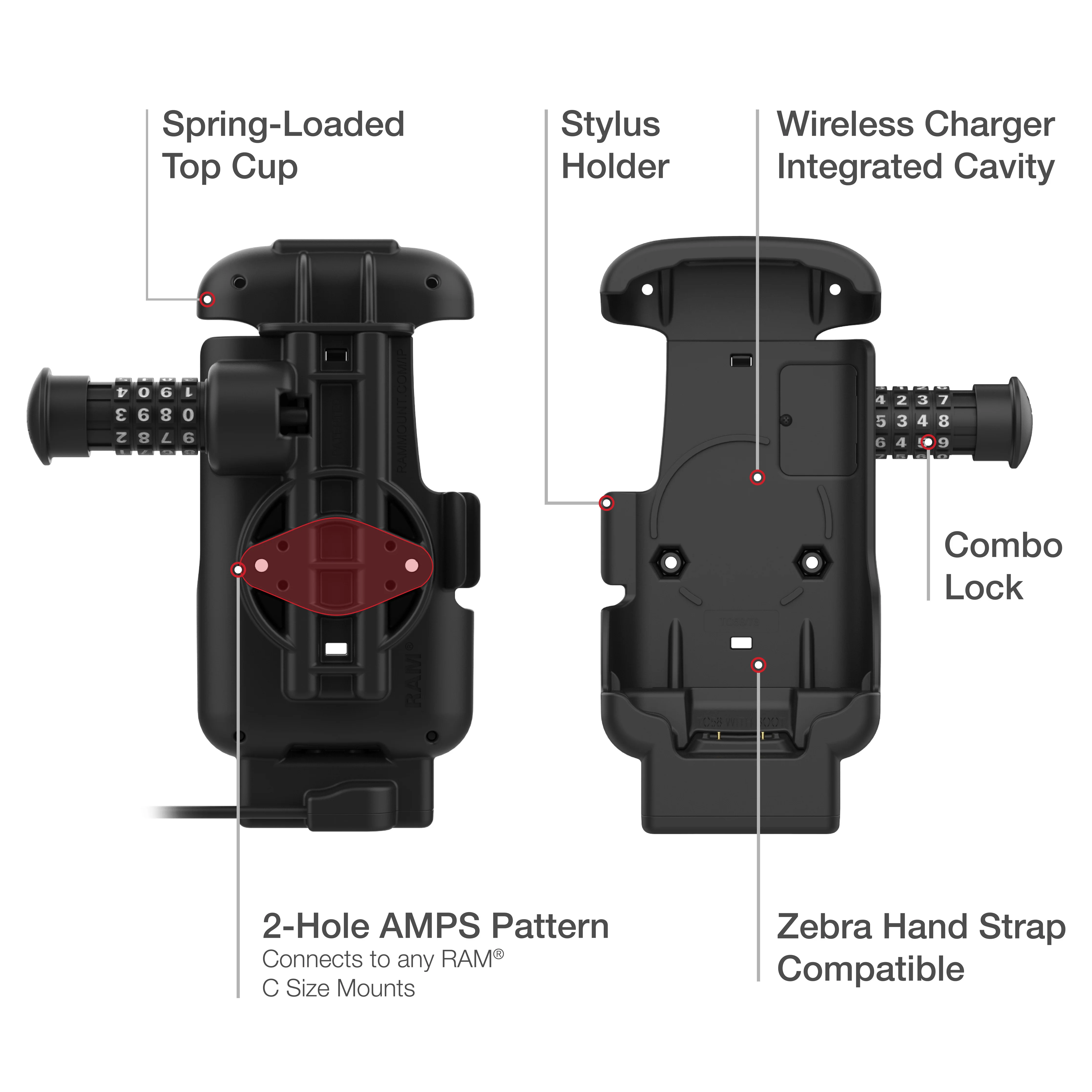 RAMĀ® Combo-Locking Form-Fit Powered Dock for Zebra TC73 & TC78 - Image 5