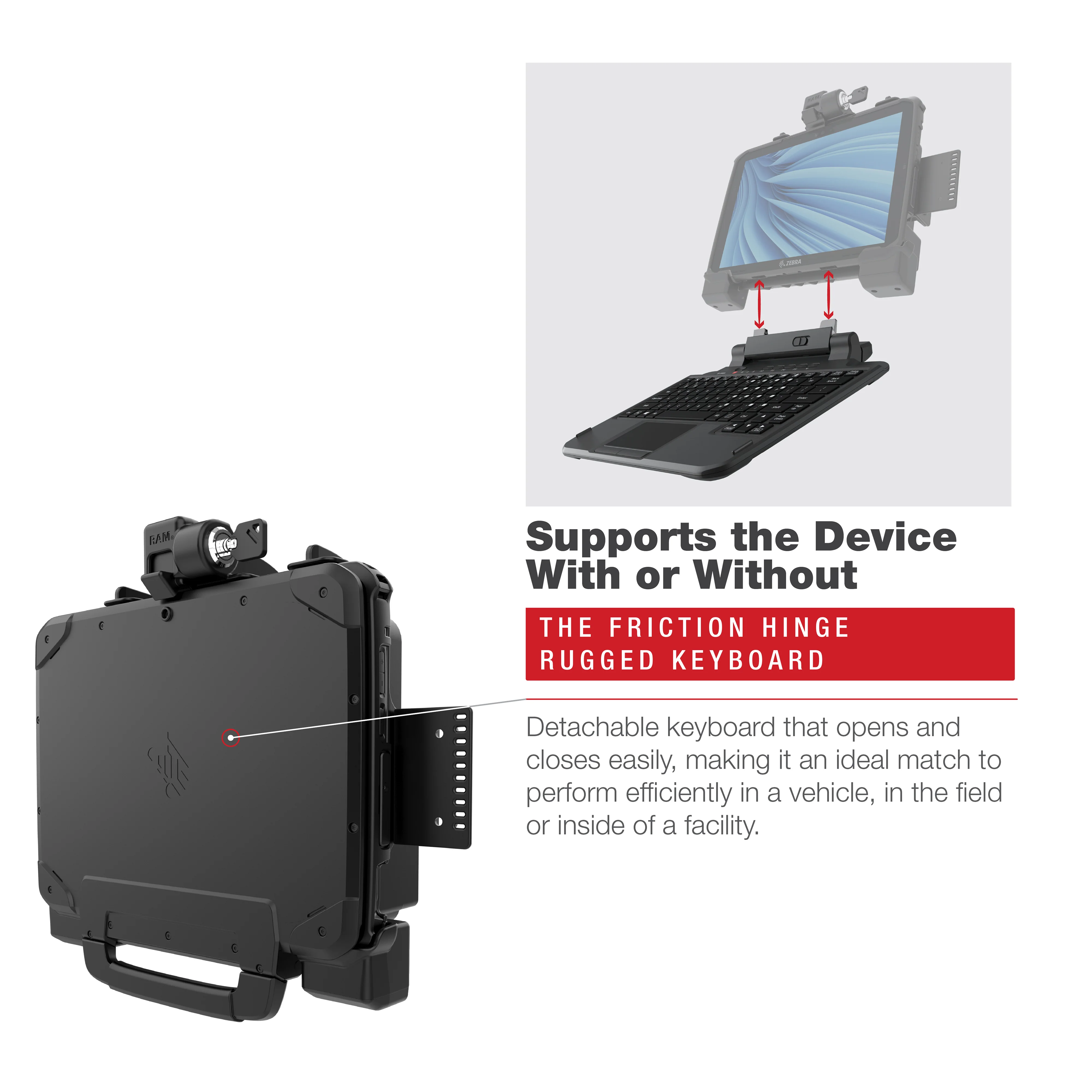 RAMĀ® Locking Form-Fit Holder for Zebra ET8x 2-in-1 Tablet - Image 5