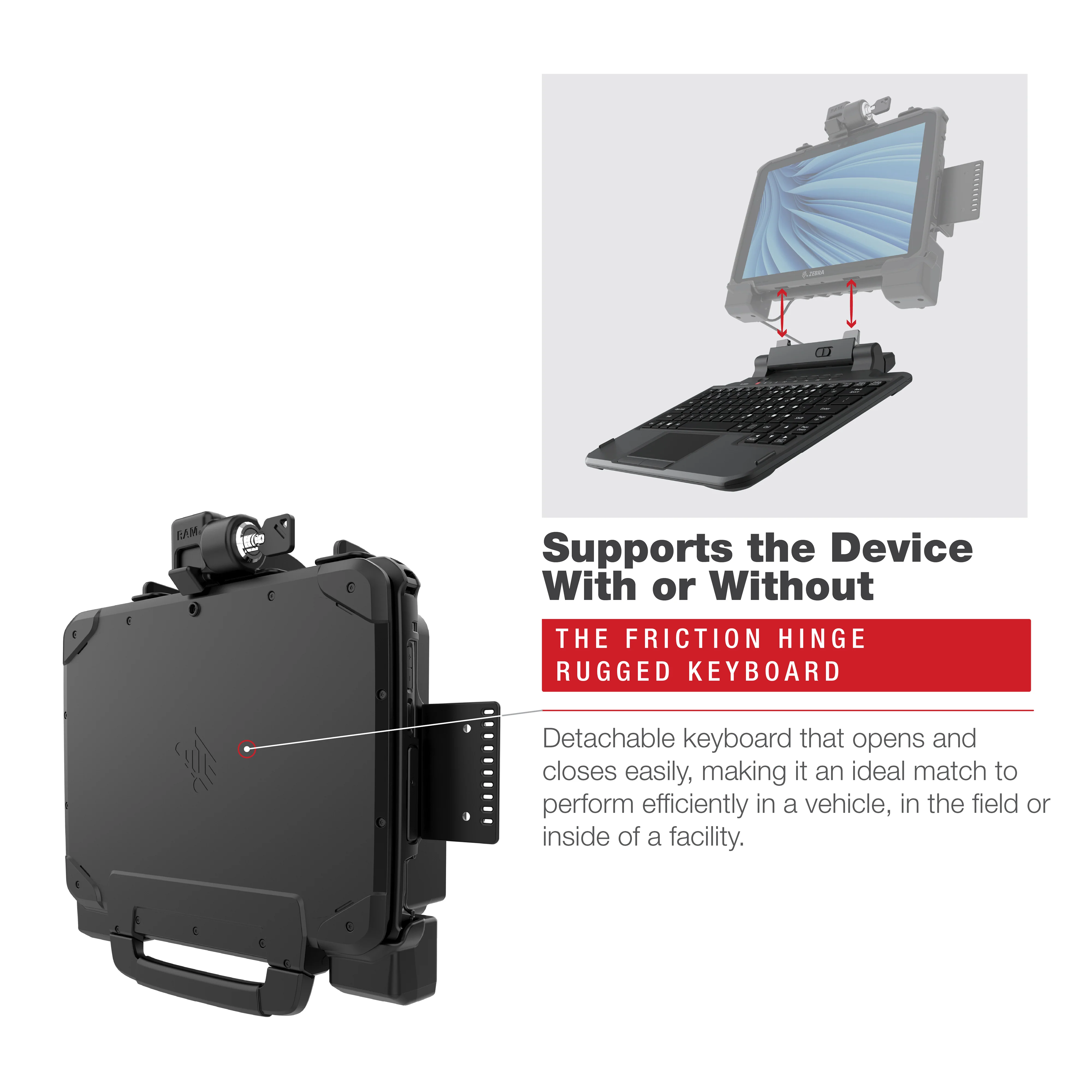 RAM® Powered Locking Dock for Zebra ET8x 2-in-1 Tablet - Image 5