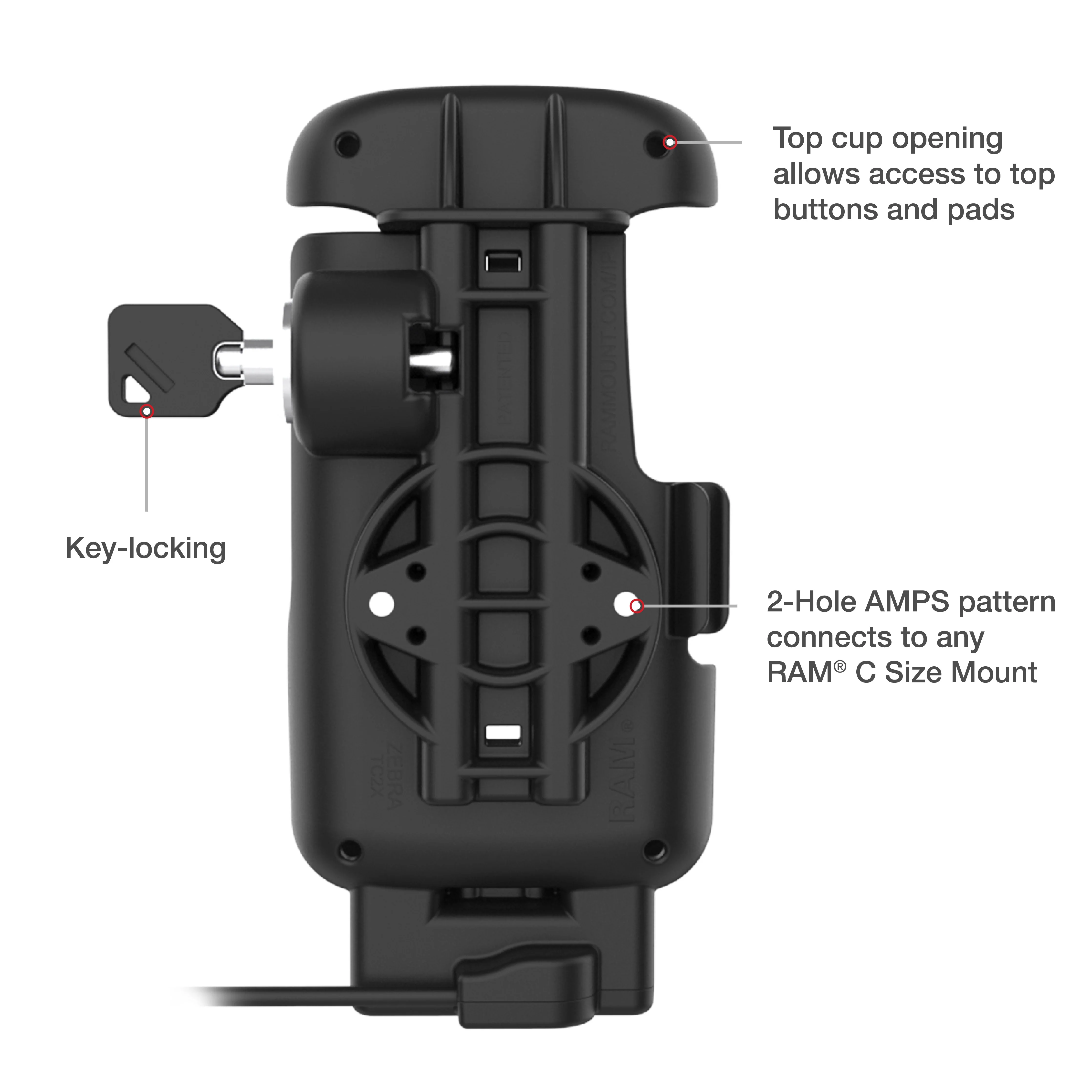 RAMĀ® Locking USB-C Powered Dock for Zebra TC22 & TC27 with Boot - Image 5
