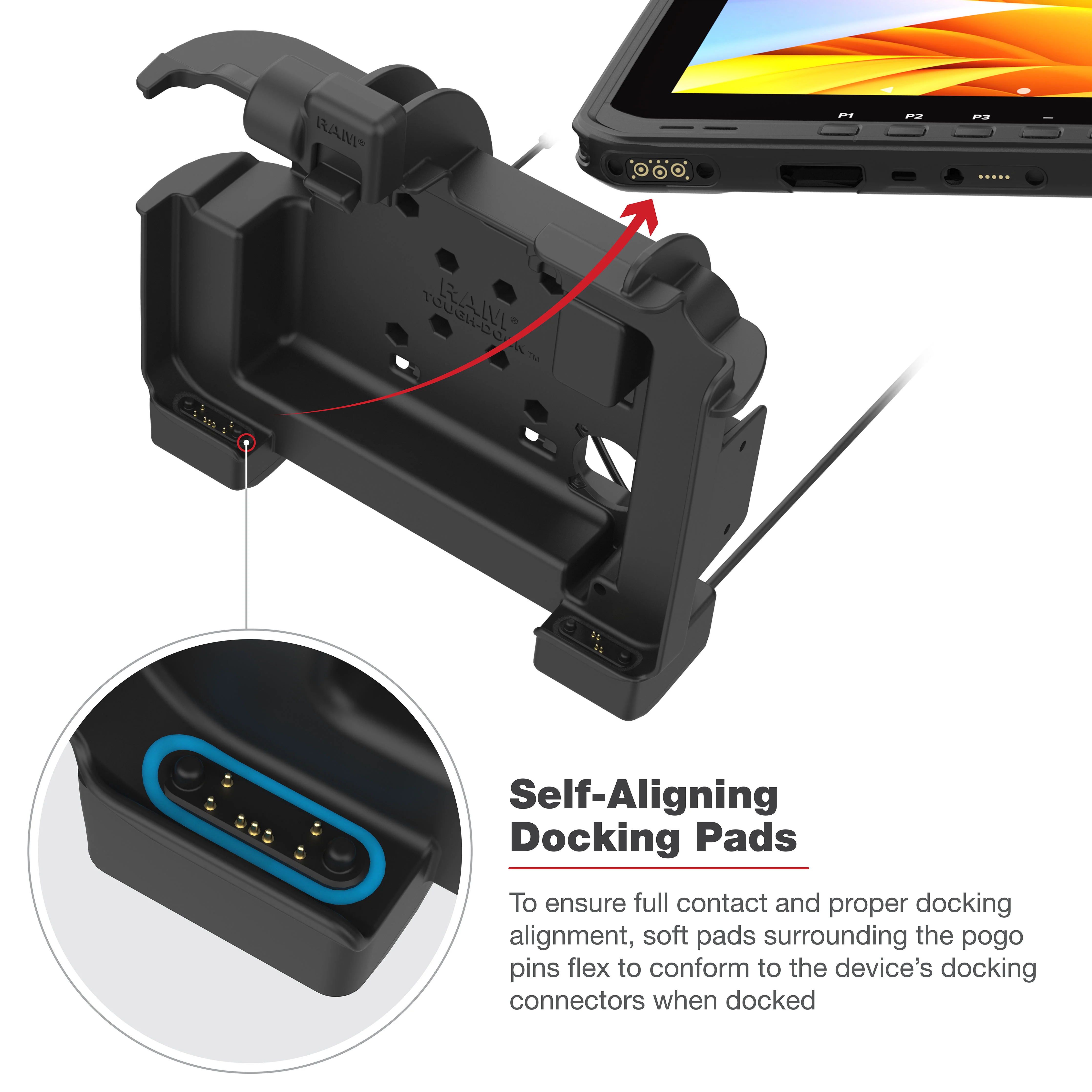 RAM® Powered Dock for Zebra ET6x - Heated Pins - Image 5