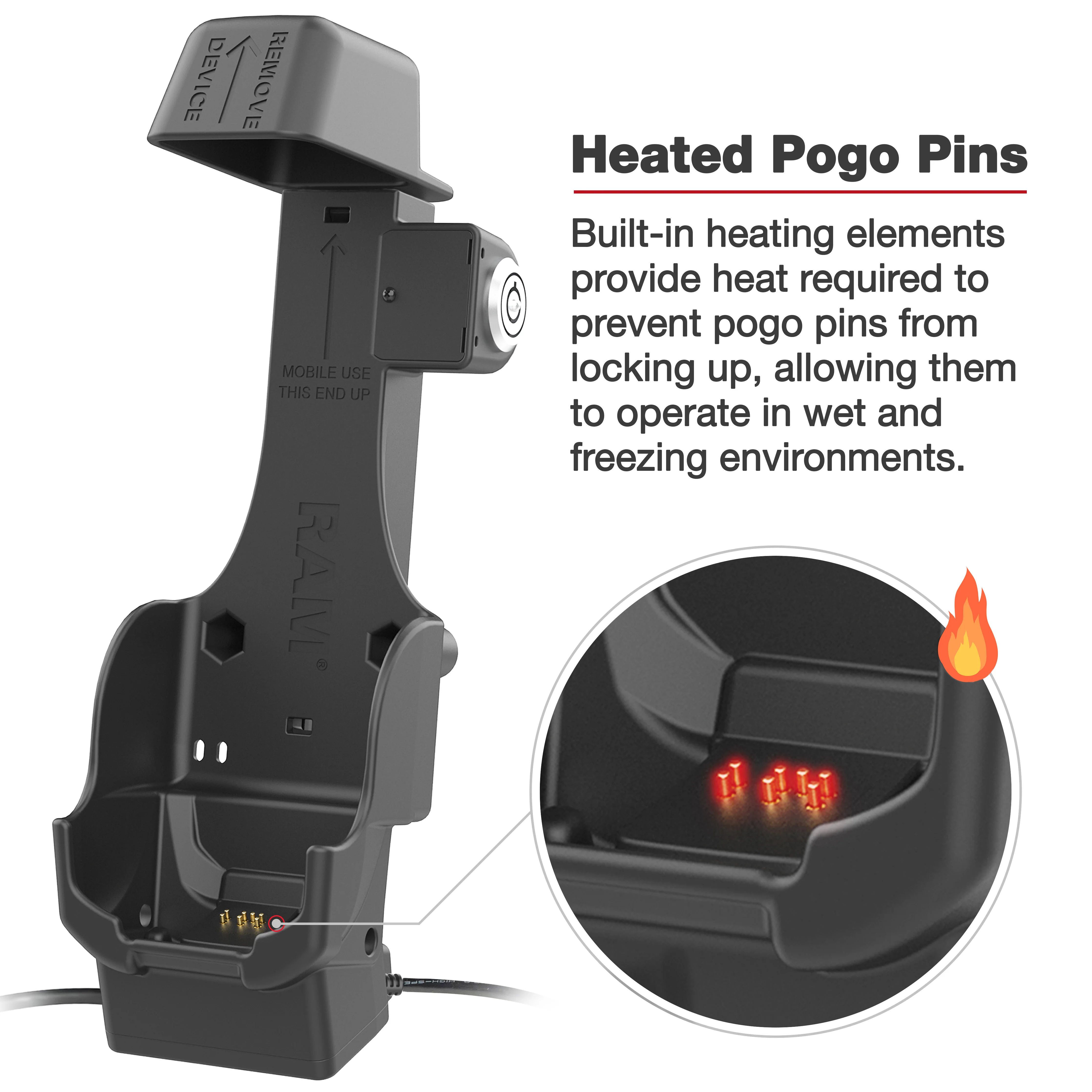 RAMĀ® Locking Powered Dock + Single USB-A for Zebra TC8300 - Heated Pins - Image 6
