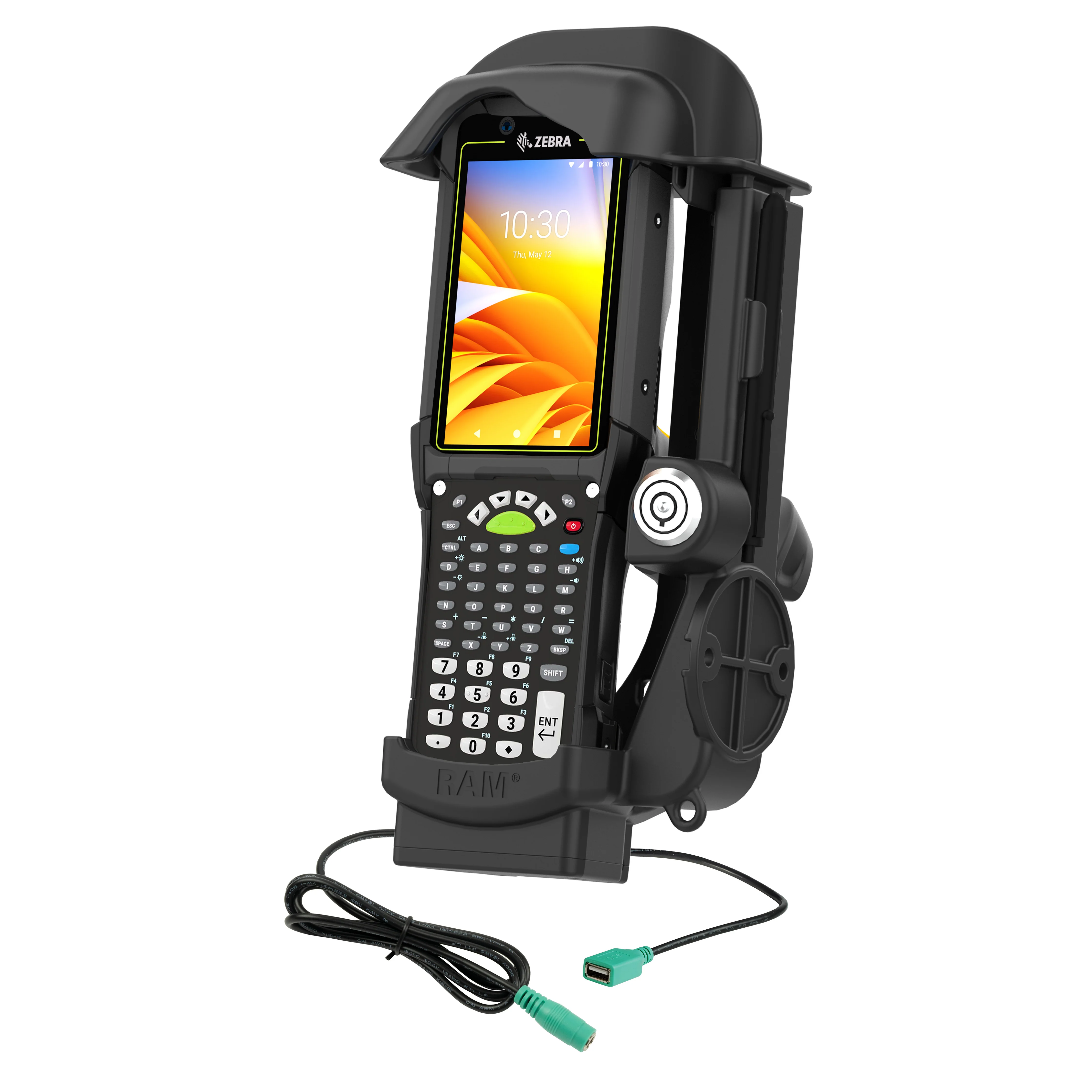 RAMĀ® Locking Powered Dock + Single USB-A for Zebra MC9400 & MC9300
