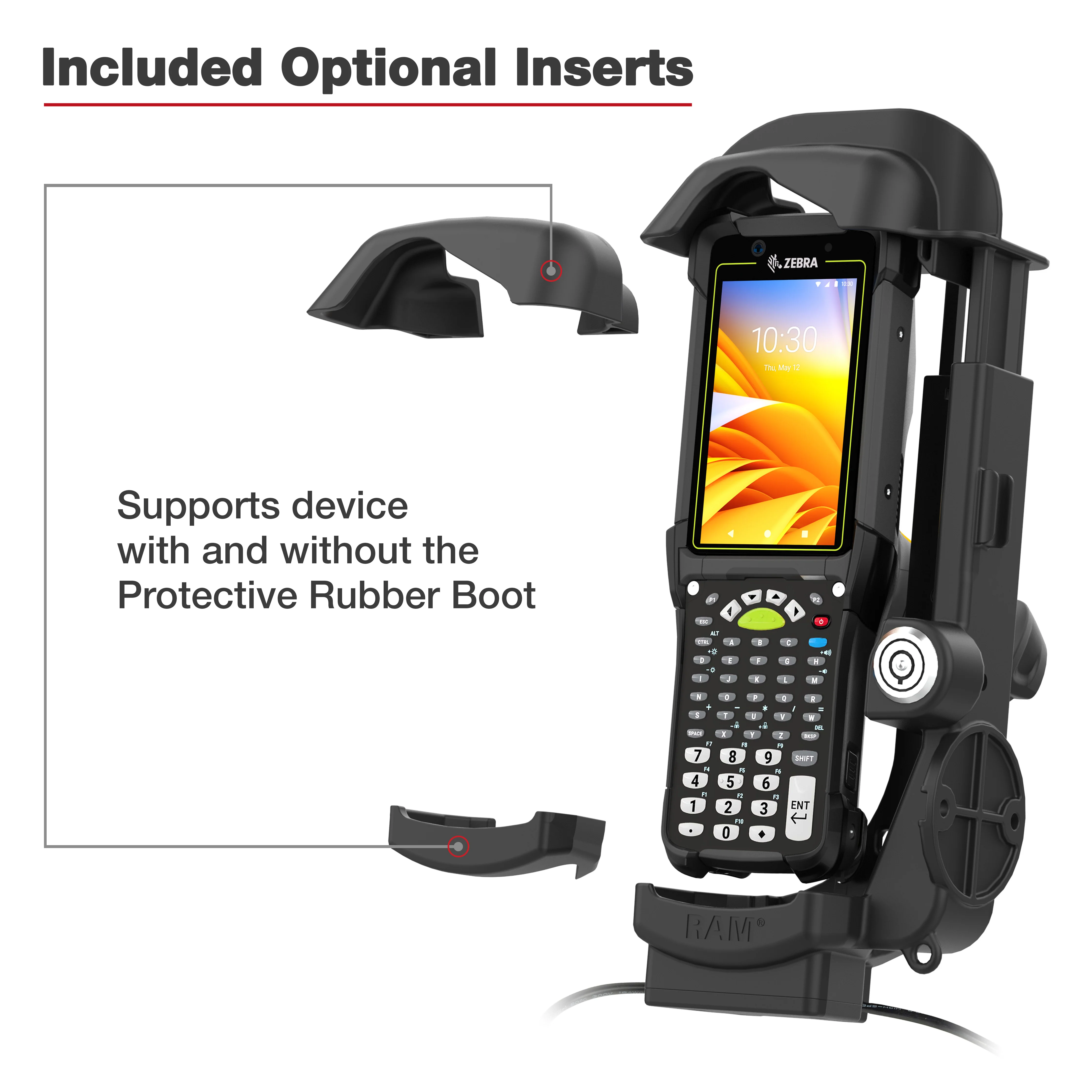 RAMĀ® Locking Powered Dock + Single USB-A for Zebra MC9400 & MC9300 - Image 6