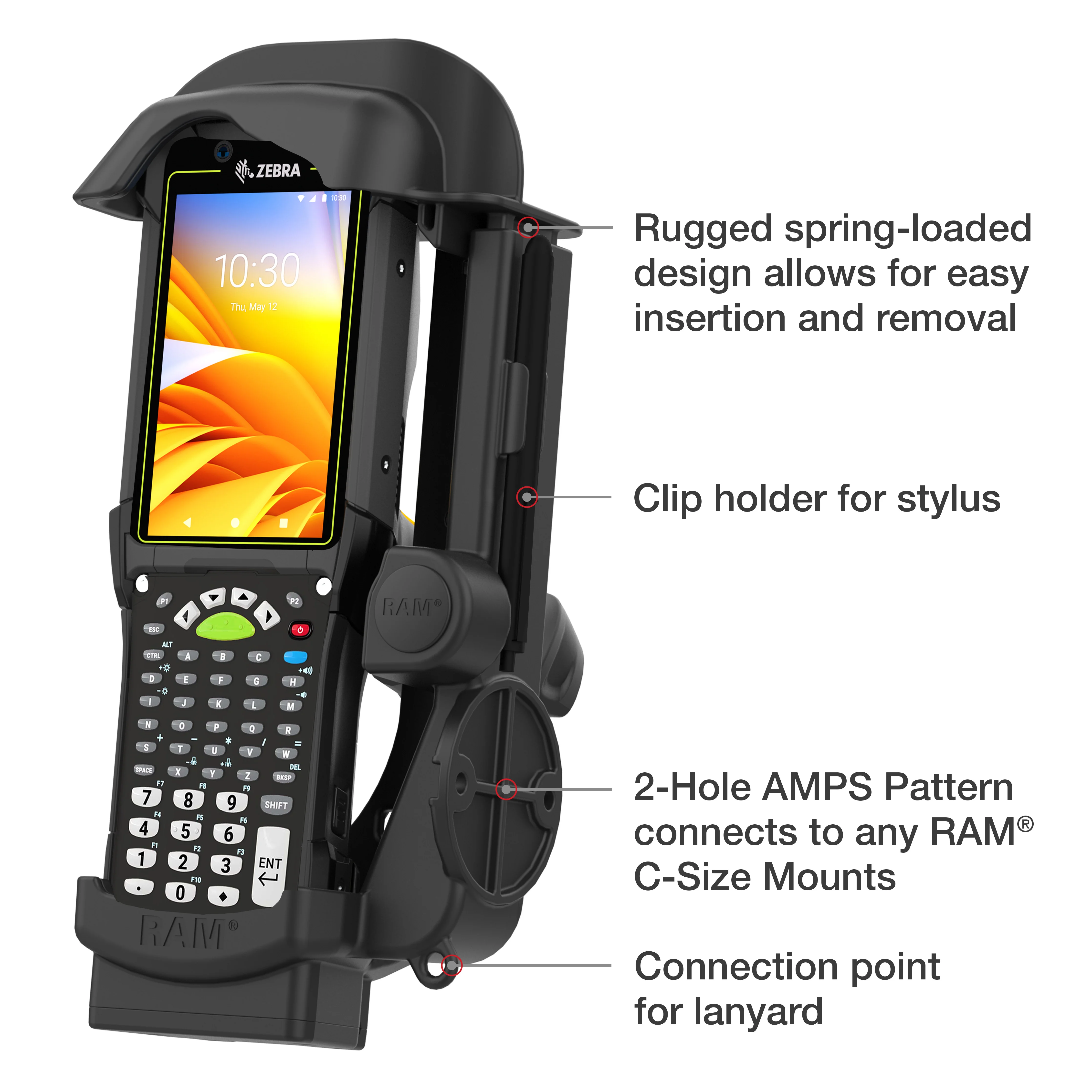 RAM® Spring Loaded Holder for Zebra MC9400 & MC9300 - Image 5