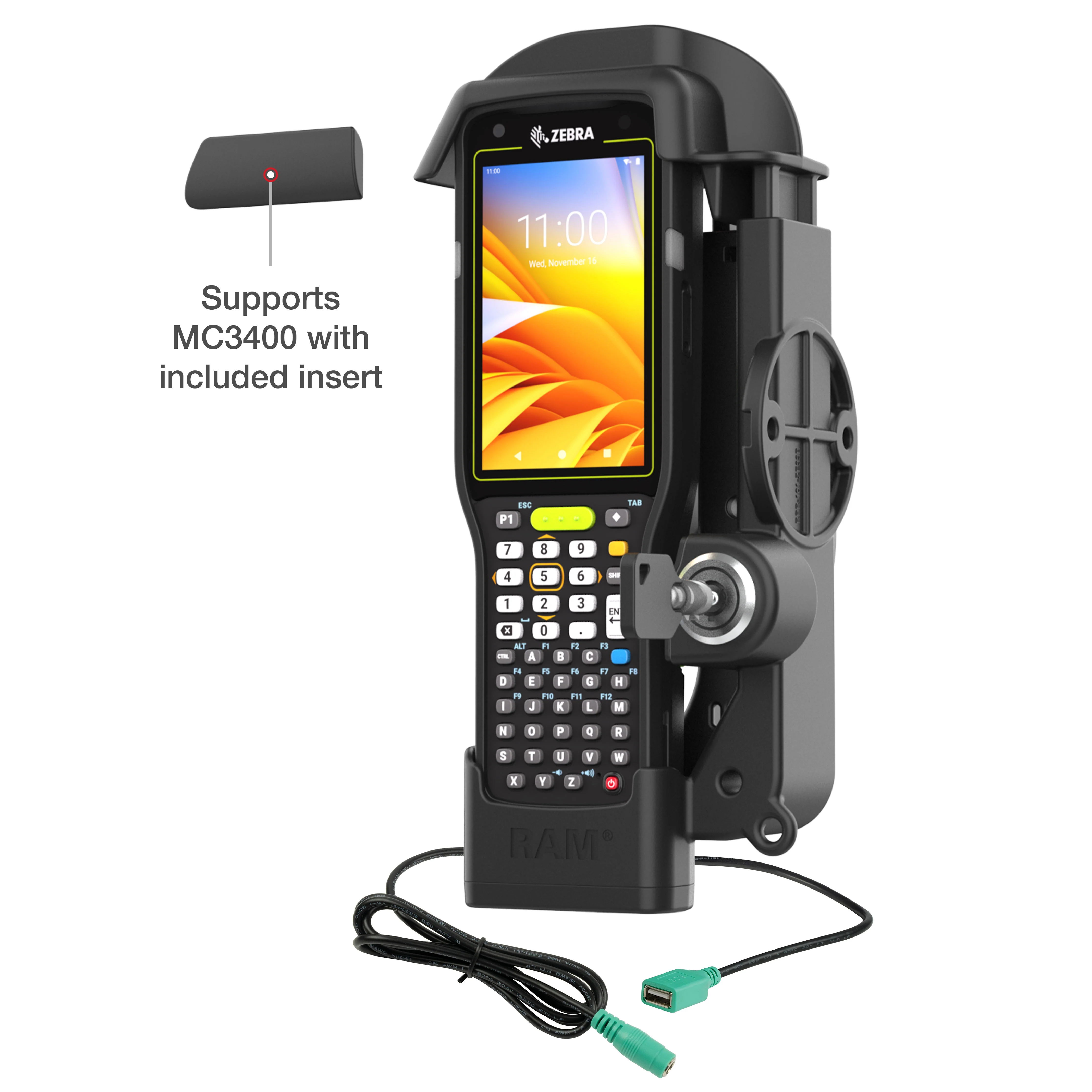 RAMĀ® Locking Powered Dock + Single USB-A for Zebra MC3300/3400/3450 - Image 6
