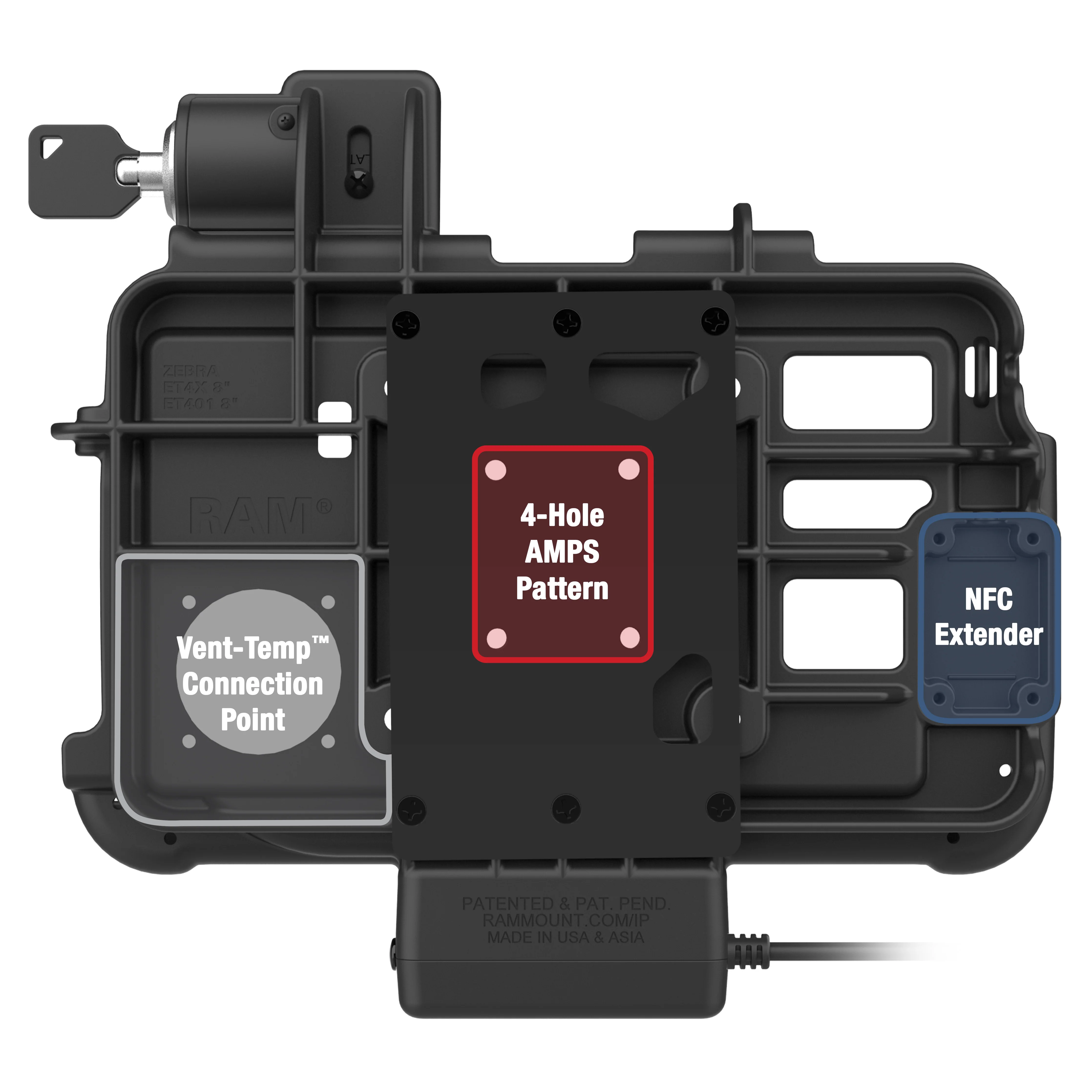 Locking RAM® Thin-Dock⢠for Zebra ET401 & ET4x 8" - Image 3
