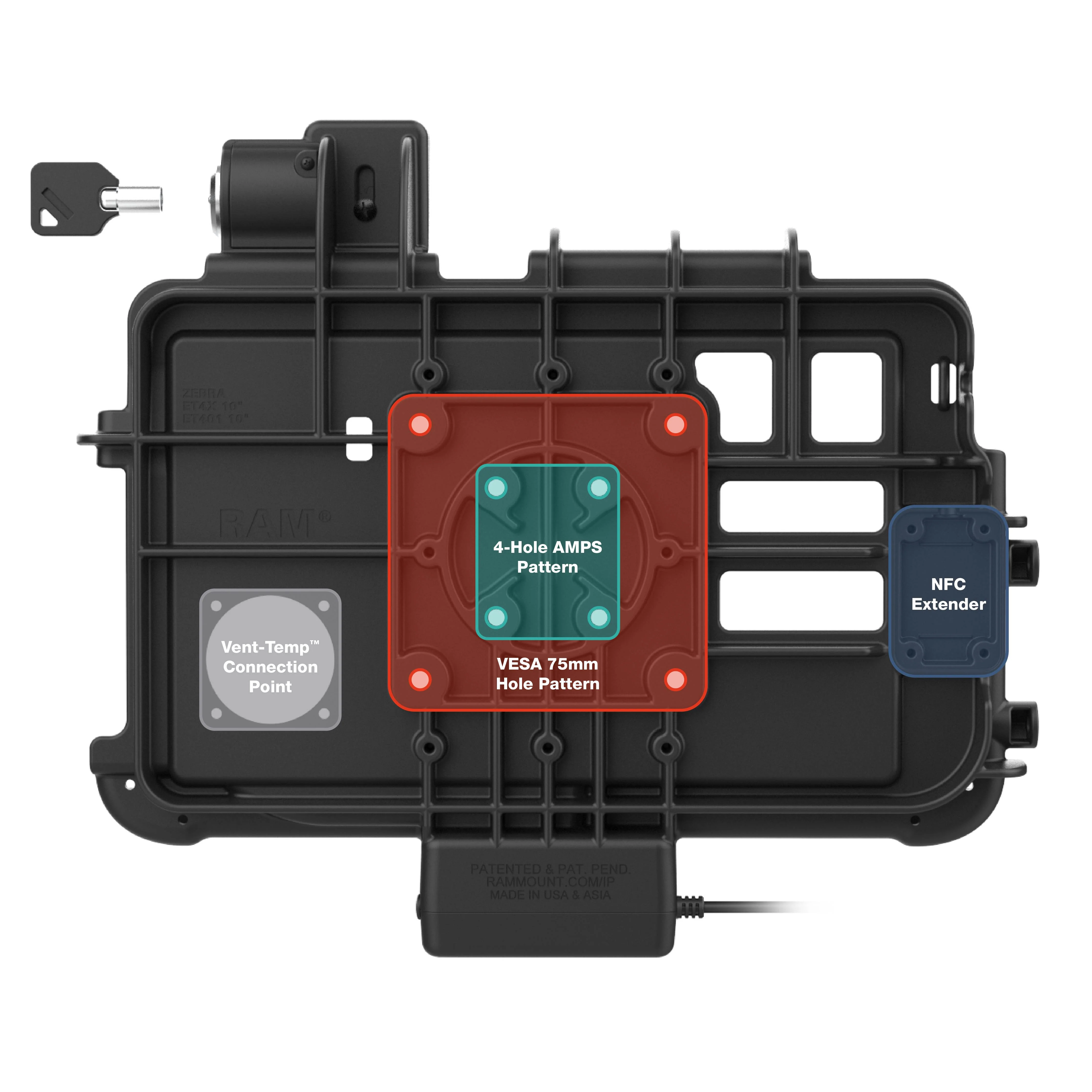 Locking RAM® Thin-Dock™ for Zebra ET401 & ET4x 10" - Image 3