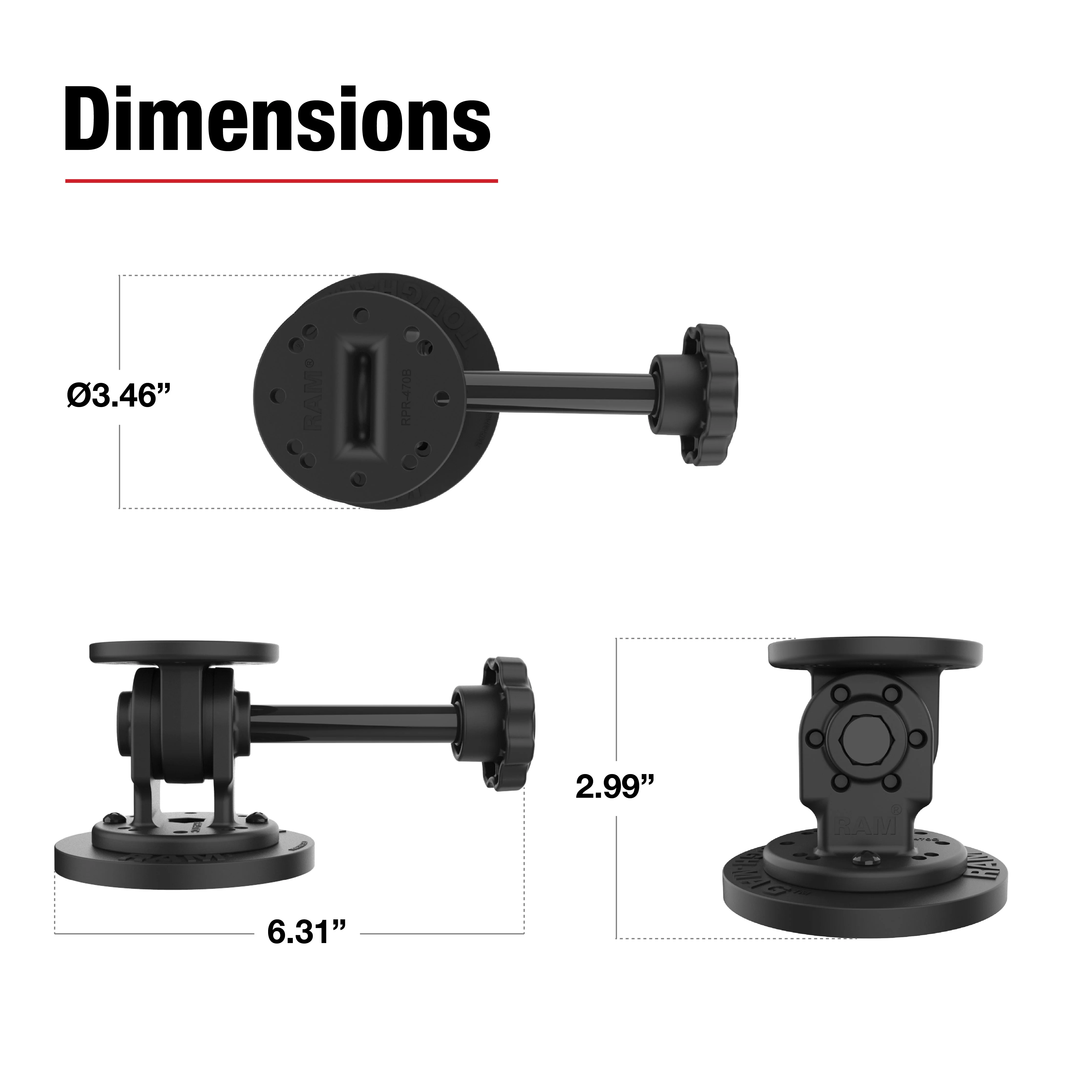 RAMĀ® Single Pivot Magnetic Mount with Knob - Image 3
