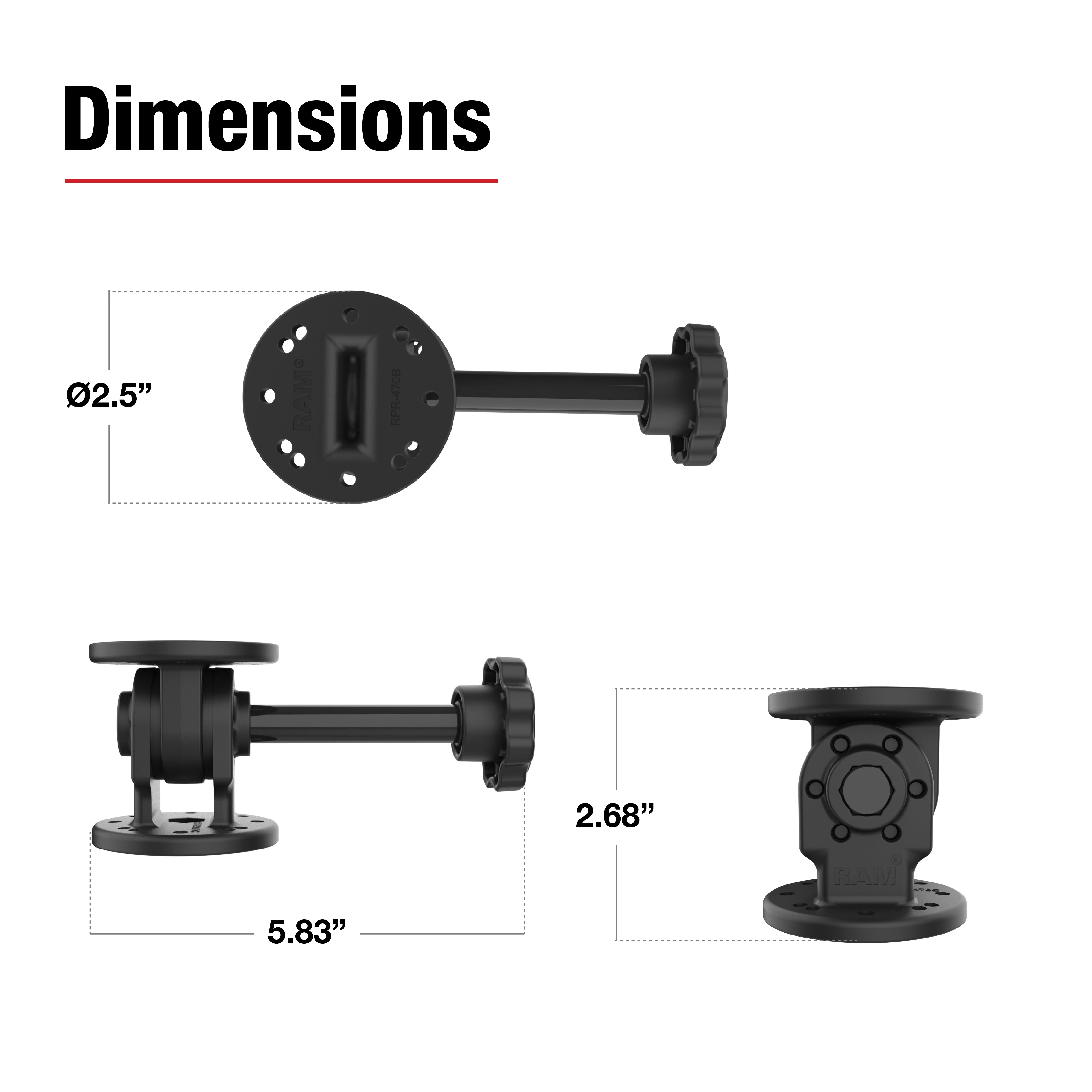 RAMĀ® Single Pivot Mount with Knob - Image 3