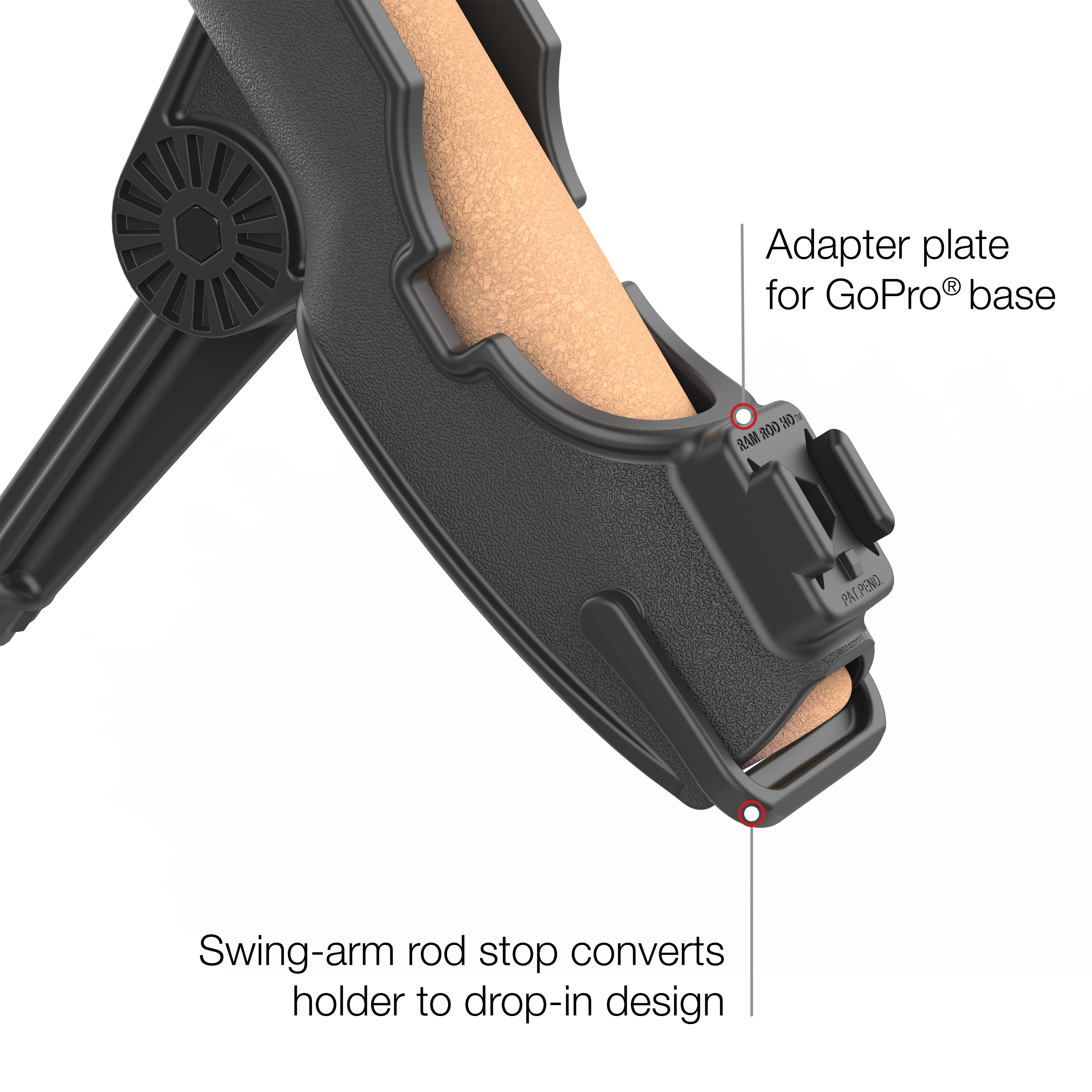 RAM RODĀ® HD Fishing Rod Holder with Bulkhead/Flat Surface Base - Image 3