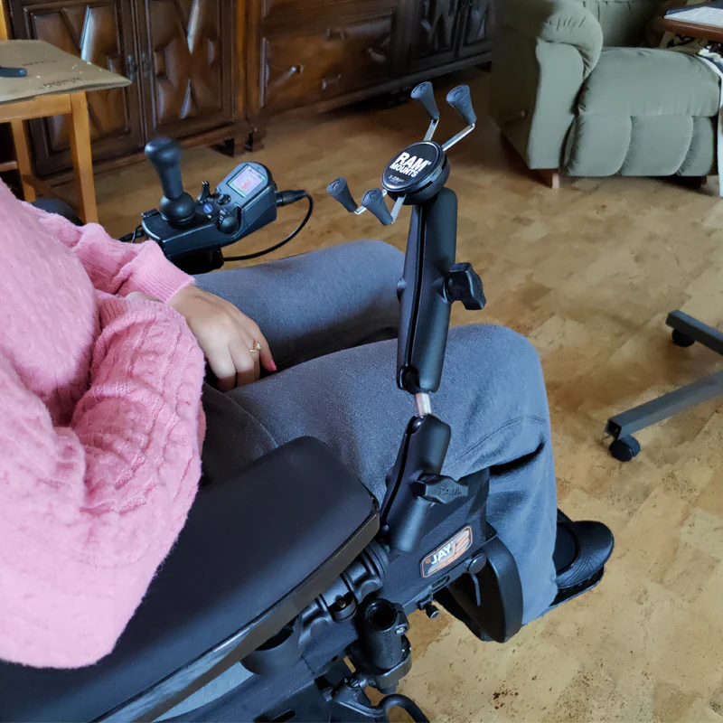 RAMĀ® Phone Mount for Wheelchair Armrests with Quick Release & Swivel - Image 7