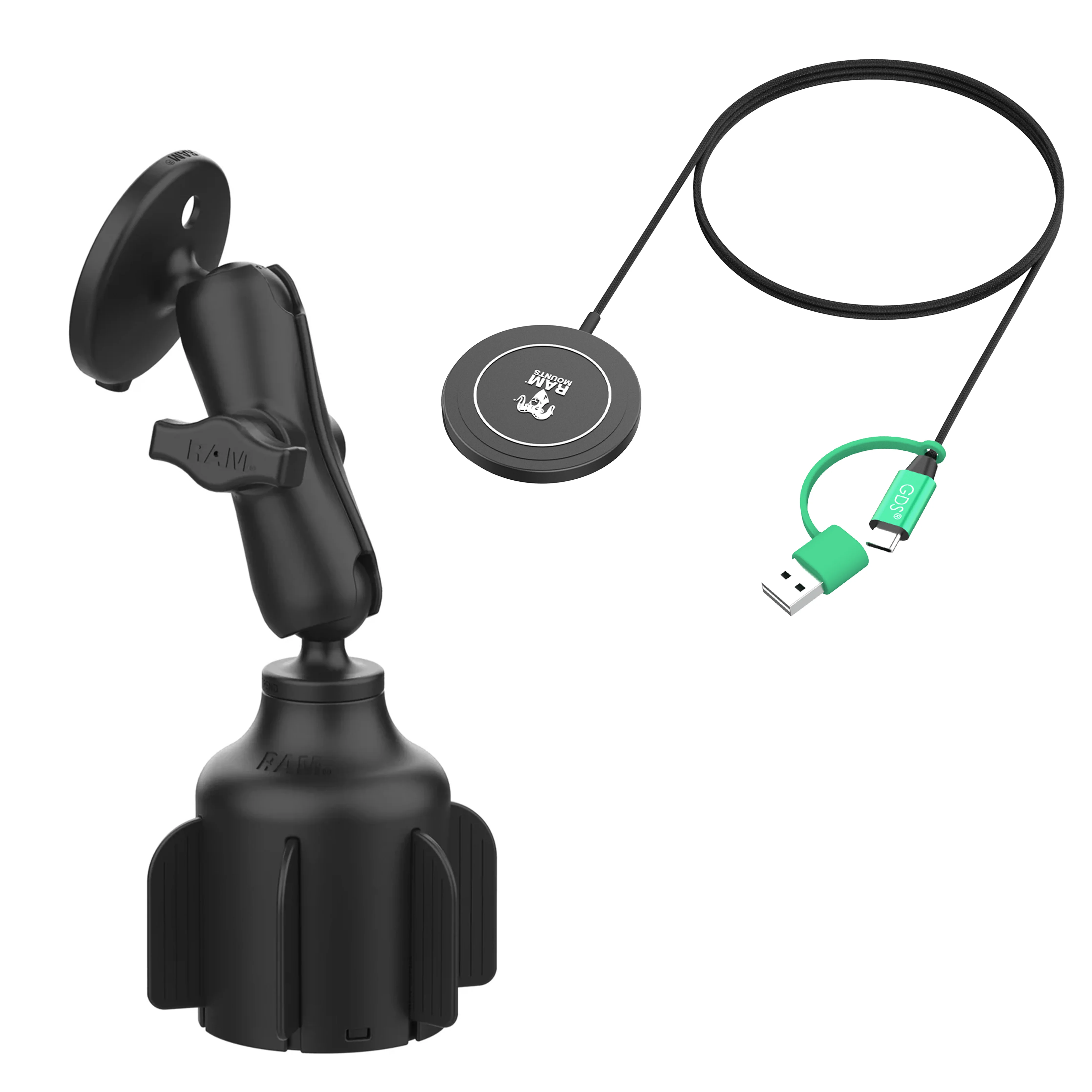 RAM® Stubby™ Cup Holder Mount with RAM® Qi2 15W Wireless Charger - Image 3