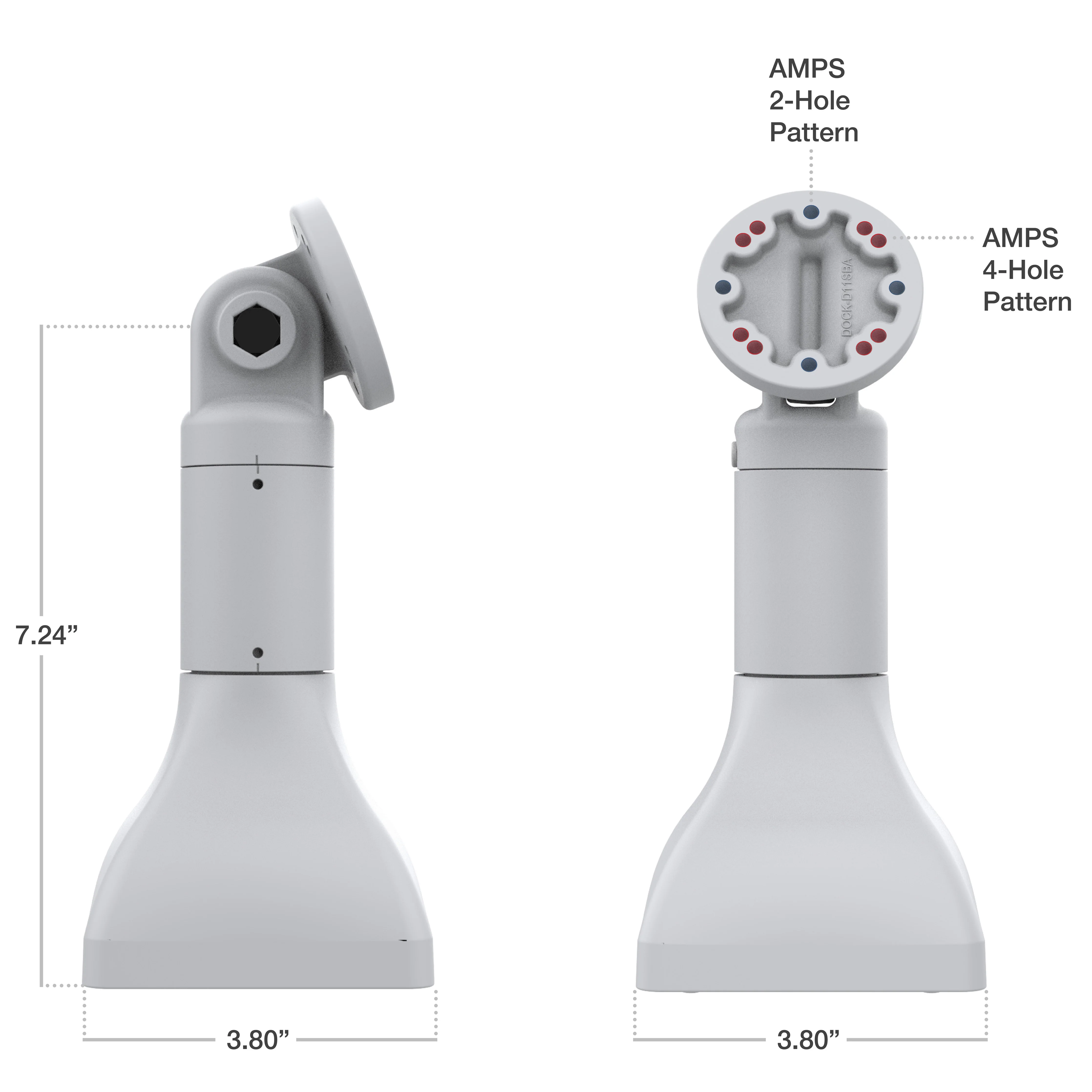 RAM® 7" Pedestal Mount with AMPS Pattern & C-Clamp Base - Gray - Image 5