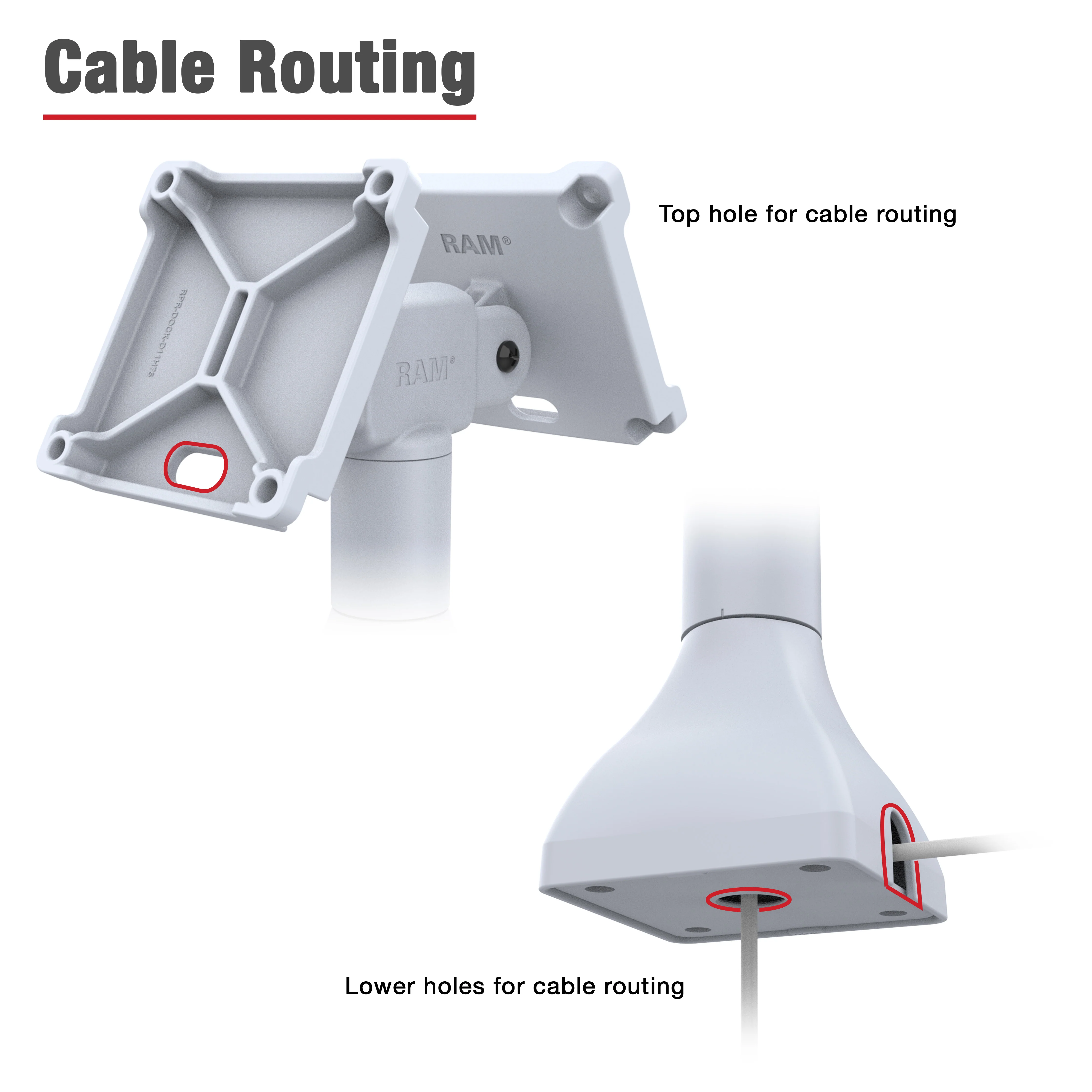 RAM® 14" Pedestal Mount with Dual 100mm VESA Adapters - Gray - Image 4